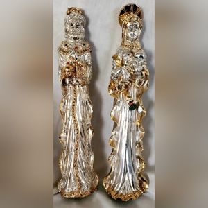 Virgin Mary And Baby Jesus Christmas Statue & Wise Man Statue 10x 2" Gold Silver